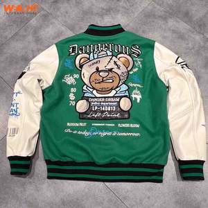 แจ็คเก็ตเบสบอลผู้ชายหนังแท้ปกตั้งสำหรับฤดูหนาว - Product Image 6