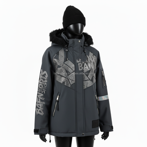 Chaqueta Softshell para mujer, térmica, a prueba de viento, impermeable, tela elástica, diseño de Panel, logotipo personalizado bordado, chaqueta Softshell para mujer - Product Image 4