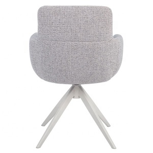 Sedia da <span class=keywords><strong>Cucina</strong></span> Girevole Contemporanea Rivestita in Morbido Tessuto Grigio, Meccanismo di Rotazione a 360 Gradi, Telaio in Metallo Nero Resistente - Product Image 4