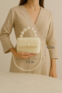 <b>Ivory</b> Pearl Beaded Hobo Bag Handmade Statement Purse | Elegant Bead Shoulder Bag | Vintage Style Bridal <b>Handbag</b> | - Product Image 4