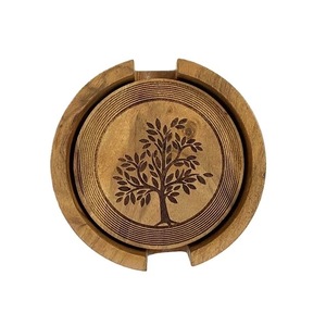 Posavasos de madera con forma redonda de mejor diseño, posavasos de té de calidad superior disponibles en tamaños personalizados - Product Image 5