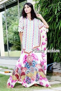 Motif floral imprimé Design longue longueur caftan à la mode taille élastique tenue décontractée d'été pour les filles femmes pour les vacances - Product Image 3