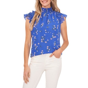 Camicetta Floreale CeCe con Maniche a Volant, Taglia Media, Elegante in Chiffon con Logo Ricamato Rosa Inglese e Decorazione in Pizzo, XL per Ufficio - Product Image 1