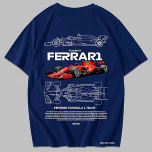 T-shirt graphique Ferrari Formula Racing en coton premium, streetwear, design motorsport, coupe oversize, impression haute intensité, usage quotidien - Product Image 1