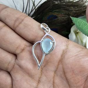 Calcedonia colgante 925 plata esterlina colgante collar Calcedonia piedras preciosas colgante joyería - Product Image 3