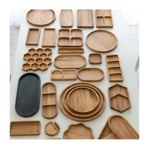 Bandeja de madera duradera para servir/plato de comida de madera caliente con forma y tamaño personalizados de muchos tipos de madera - Product Image 1
