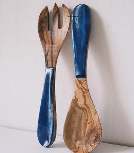 Tenedor y cuchara de resina impermeable hecho a mano con logotipo personalizado de la mejor calidad altamente pulido para uso en restaurante de hotel en casa - Product Image 2
