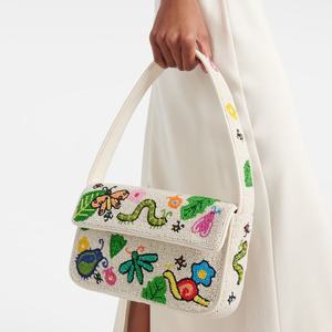 <b>Cream</b> golden colour Indian Fashion Style Handmade Beaded Designer <b>Clutch</b> Bag Bohemian Style Evening Shopping Pa Shoulder Bag - Product Image 6