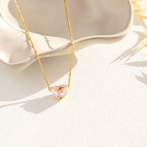 สร้อยคอรูปหัวใจสีเหลืองมะนาว14K จี้ชุบทองของขวัญสำหรับวันเกิดครบรอบวันคริสต์มาสของเธอ - Product Image 2