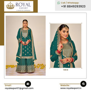 2023 nueva llegada diseño elegante Ropa Étnica India Venta caliente hermoso traje de Georgette Salwar pesado con trabajo de bordado - Product Image 4