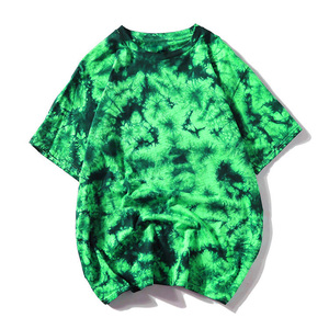 Été Nouveau Design Chemise de sport décontractée à manches courtes pour hommes Couleurs personnalisées Col en O Tie Dyed Solid Pattern 100% Cotton Breathable - Product Image 5