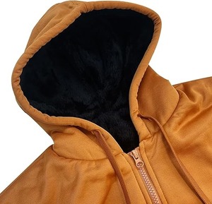 Sweat à capuche zippé personnalisé pour homme, épais, vintage, délavé à l'acide, coupe oversize, entièrement zippé, doublé polaire, thermique, écologique, séchage rapide - Product Image 5