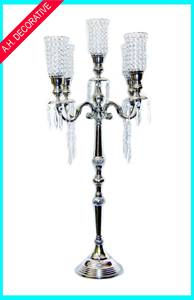 เชิงเทียนโลหะสีทองนูน5แขนพร้อมชามคริสตัลสไตล์ใหม่ขายดีเชิงเทียนโลหะสีทองแบบทำด้วยมือ - Product Image 5