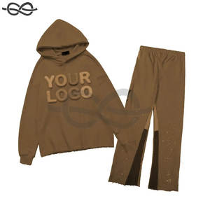 Nuevos chándales con estilo para hombre, Sudadera con capucha, pantalones de chándal a juego con forro polar de retazos, ropa de invierno cálida - Product Image 6