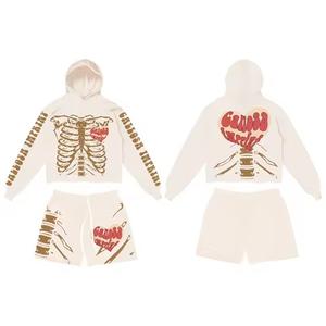 Short à capuche respirant deux pièces personnalisé Survêtement pour hommes Broderie dégradée Zip-up Motif solide pour l'été et l'hiver - Product Image 5