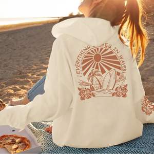 Sweat à capuche graphique pour femme Tout vient dans les vagues Hoodies Trendy Beach Preppy Sweatshirt Pulls à manches longues Pull - Product Image 3