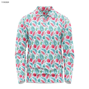 Polo de tennis de golf à manches longues coupe ajustée pour hommes, chemises de golf vintage coupe ajustée avec impression par sublimation personnalisée - Product Image 5