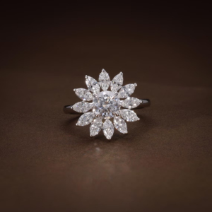 Luxury Sunflower CZ Diamond <b>Ring</b> for Women Silver Plated Floral Engagement Wedding Fashion Jewelry <b>Ring</b> - Product Image 1