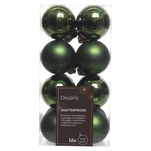 Ensemble de 16 boules de Noël en plastique vert pin de 4 cm Amicasa 9021802 Boules de Noël et décorations d'arbre - Product Image 1