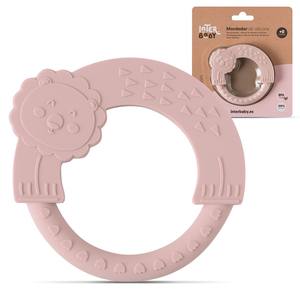 Jouet de dentition en silicone rose foncé en forme de lion, doux - Product Image 1