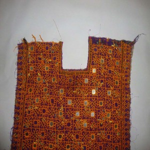 Baloch Vintage Tribal Banjara Ne Yoke Embroidery <b>Mirror</b> Work Cotton Fabric Used Clothes Applique Patch Sewing Short Sleeve - Product Image 2