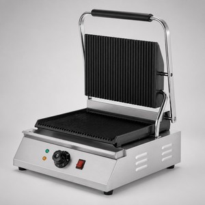 เครื่องทำแซนวิชไฟฟ้าแบบหนีบ 220V หัวเดียว สำหรับร้านกาแฟ ร้านขนมปังปิ้ง เครื่องทำพานินี่ - Product Image 1