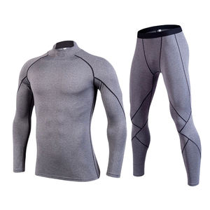 ชุดรัดรูปสำหรับผู้ชายดีไซน์แบบกำหนดเองชุดออกกำลังกายสีเทาวัสดุที่ดีที่สุดชุดออกกำลังกายธรรมดาสำหรับใส่ออกกำลังกายในฤดูใบไม้ร่วงโลโก้ฟิตเนส - Product Image 4