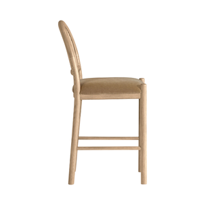 Modern Rounded Back Solid Teak <b>Bar</b> <b>Stool</b> with Vertical Slatted Design and Cushion for Home <b>Bar</b> & Hotel Use - Product Image 3