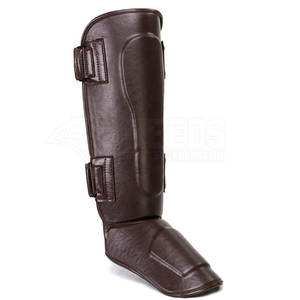 Protège-tibias de Muay Thai en cuir léger de haute qualité avec logo personnalisé Protection durable du genou du pied réglable pour Fitness boxe - Product Image 4