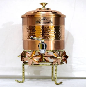 Beautiful Peacock Design Printed Copper <b>Water</b> Dispenser Pot Container With 1 <b>Glass</b> and Stand Pure Copper 5Ltr at Wholesale Price - Product Image 2