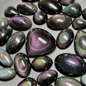 Lote de joyería fina de cabujón colgante de obsidiana arcoíris Natural y jaspe verde de calidad AAA + para pendientes y colgantes - Product Image 4