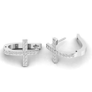 Pendientes de Aro Cruzados con Moissanita Redonda - Product Image 4