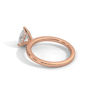 Anillo de compromiso de oro real de diseñador personalizado con VS Lab Grown D Color Super White Pear Diamond VVS Joyería de boda - Product Image 3