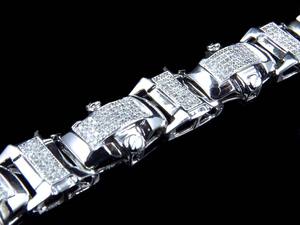 Diamante de moissanita redondo estilo Hip Hop en pulsera de plata esterlina S925 para regalo de hombres - Product Image 4