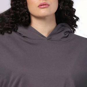 Venta al por mayor personalizado ligero de punto Sudaderas de las mujeres de peso pesado de manga larga Crop Top Sudadera con capucha Cordón de gran tamaño - Product Image 4