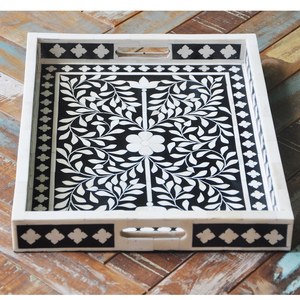 ถาดตกแต่งแบบฝังมุกหรูหราถาดฝังกระดูกจากอินเดียสำหรับห้องนั่งเล่นของตกแต่งบ้านขายส่ง - Product Image 2