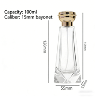 Flacons de parfum en verre transparent personnalisés avec base facettée et capuchon brillant 100 ml pour marques, disponibles en gros en stock