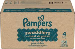 Couches Pampers Swaddlers, taille 4 (6,8-15,4 kg), 150 unités, absorbantes, gardent bébé au sec et confortable, jetables et respectueuses de la peau - Product Image 6