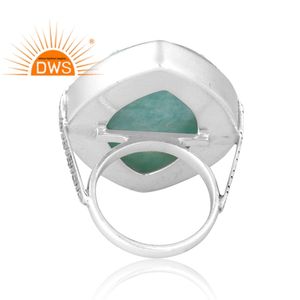 Anillo de Plata de Ley 925 con amazonita natural, joyería personalizada - Product Image 2