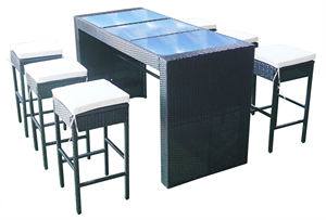 ALTA CALIDAD PRECIO BARATO PE RATTAN MIMBRE MUEBLES DE JARDIN BAR SET - Product Image 5