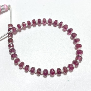 Cuentas de forma de Rondellel facetadas de turmalina rosa de calidad AAA, cuentas de piedras preciosas naturales de 4,5-5MM para hacer pulseras - Product Image 1