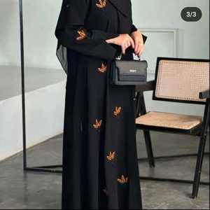 ชุดอาบายาแบบอิสลามเปิดด้านหน้าสำหรับชุดกิโมโนสไตล์สุภาพชุดเดียวแขนติดลูกปัดแบบใหม่หรูหรามีกระดุมด้านหน้า - Product Image 2