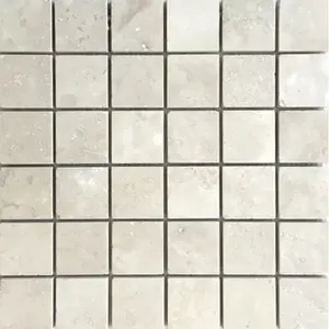 Azulejo de mosaico de travertino relleno Premium ligero 2x2 ladrillo refractario Interior para dormitorio o sala de estar para salpicaduras de suelo de pared - Product Image 1