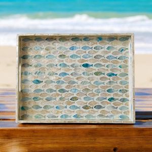 Plateau à balai en bois de qualité supérieure, conçu pour un style moderne et de table, avec un art en nacre - Product Image 3