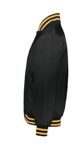 Premium Unisex Black with <b>Yellow</b> Straps Hooded Bomber <b>Jacket</b> Winter Canvas Stand Collar Front Logo for Chicago for - Product Image 4