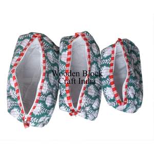 ชุดกระเป๋าเครื่องสำอางและอุปกรณ์เสริม 3 ชิ้น ทำมือ เป็นมิตรกับสิ่งแวดล้อม ดีไซน์ทันสมัย พร้อมซิปปิด สำหรับผู้หญิง ผลิตจากผ้าฝ้ายอินเดีย 100% - Product Image 4