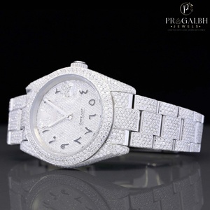 Reloj de Negocios de Cuarzo Moissanite para Hombre, Estilo Diamante Completamente Engastado, Acero Inoxidable Impermeable, Ideal para Regalos y Celebraciones - Product Image 2