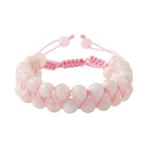 Bracciale in Macramè con Doppia Fila di Pietre Naturali Morganite 8mm - Product Image 1