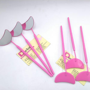 Espejo de Maquillaje con Forma de Media Luna de Acero Inoxidable con Recubrimiento de Color Rosa y Logotipo Personalizado, Espejo para Pestañas/Espejo de Inspección de Pestañas. - Product Image 1