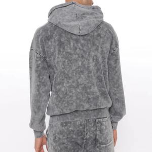 Servicio OEM 100% algodón 410 Gsm peso pesado Sweatsuit en blanco bordado personalizado estampado ácido lavado Streetwear chándal con capucha - Product Image 5